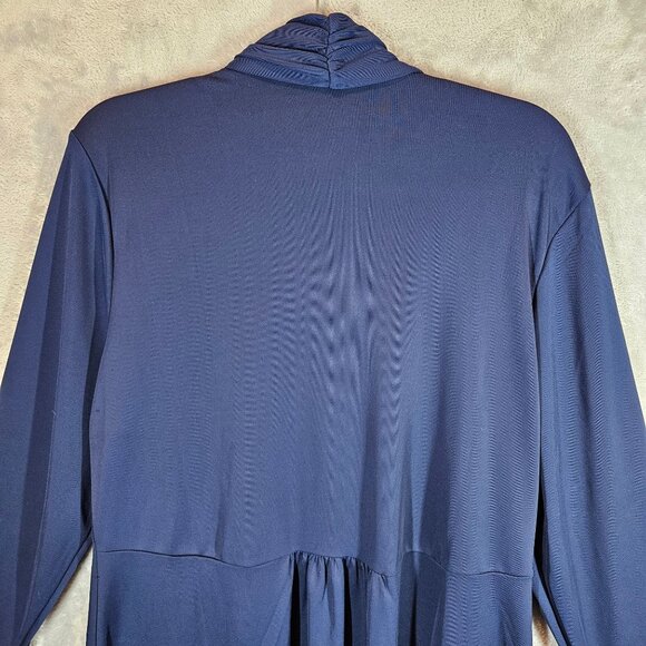 Susan Graver Premier Navy  Womens L Open Cardigan Ruched Sleeves liquid silk - Picture 9 of 14